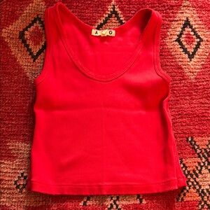 AMO Red Ribbed Tank Top